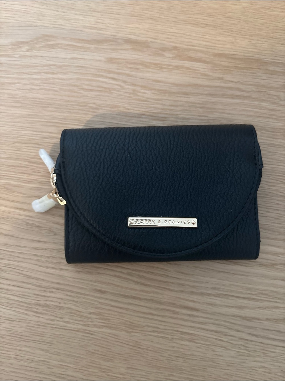 Poppy and Peonies Black Pebbled faux Leather Wallet